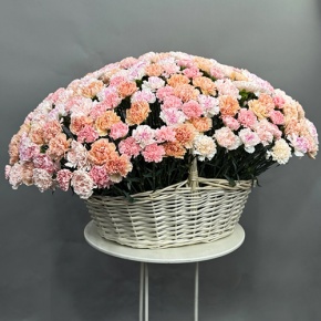 Композиция в корзине из 251 диантуса микс в Чехове