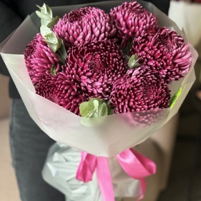 Букет "Виноградный" из 7 хризантем Бигоуди в Чехове