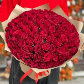 Букет 101 красная роза Кения (50 см) в Чехове