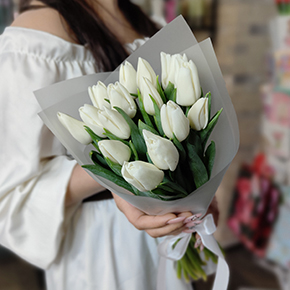 Букет из 15 белых тюльпанов в Чехове
