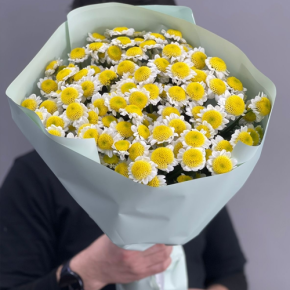 Букет "Моё солнышко" из 17 хризантем сантини  в Чехове