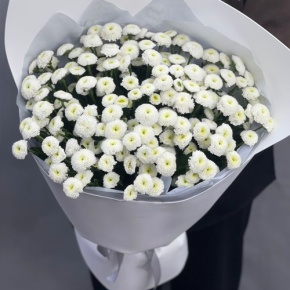 Букет "Белая дымка" из 25 хризантем сантини в Чехове