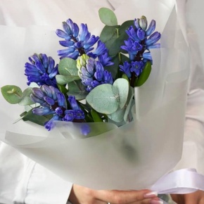 Букет "Мини" из 5 ароматных гиацинтов и эвкалипта в Чехове