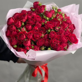 Букет из 17 красных кустовых пионовидных роз (50 см) в Чехове