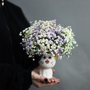 Композиция из гипсофил в керамическом кашпо в Чехове