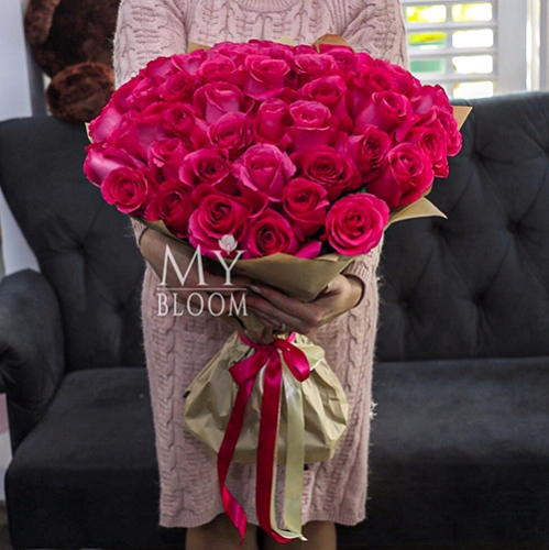 Букет 51 роза Эквадор Пинк Флоид (60 см) в Чехове