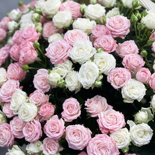 Композиция в корзине из 101 кустовой пионовидной розы в Чехове